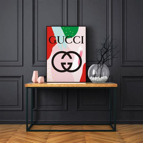 gucci wall art print|Gucci wallpaper interior.